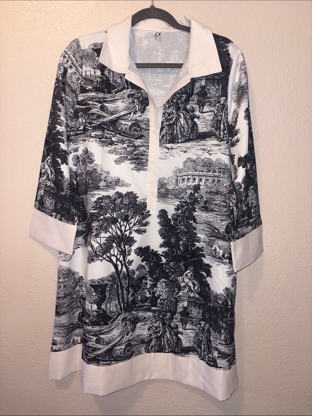 Toile print dress black and white size M